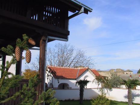 View from the monastic quarters on the yard and the church of St Elijah